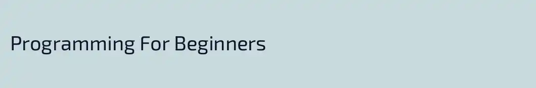 Programming For Beginners
